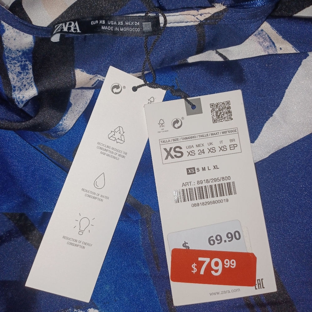 SOLD Zara Abstract Printed Midi Dress, Long Sleeve Wrap, Worn on TV - Picture 6 of 7